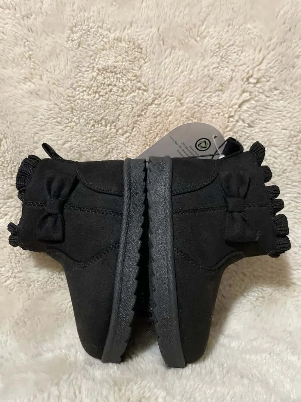 Wonder Nation Baby/Girls Black Faux Fur Bow Boots Size 5 New With Tags!